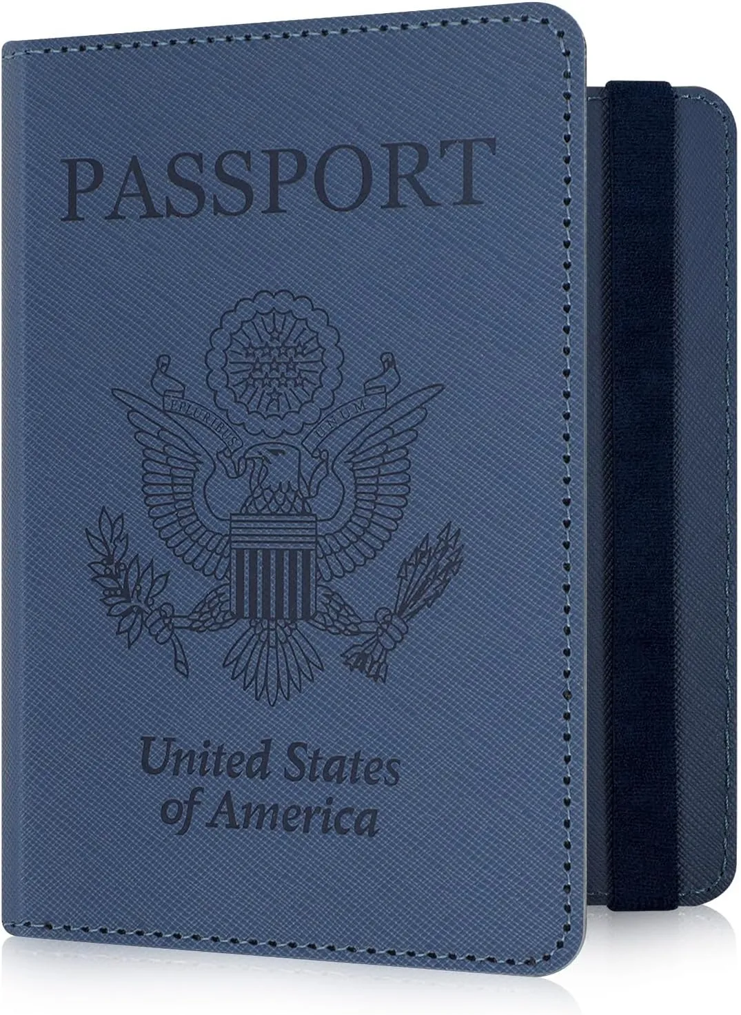 RSAquar Passport Holder for Women and Men, Premium PU Leather Travel Passport Wallet RFID Blocking Passport Cover Travel Documents Organizer (JD-Blue)