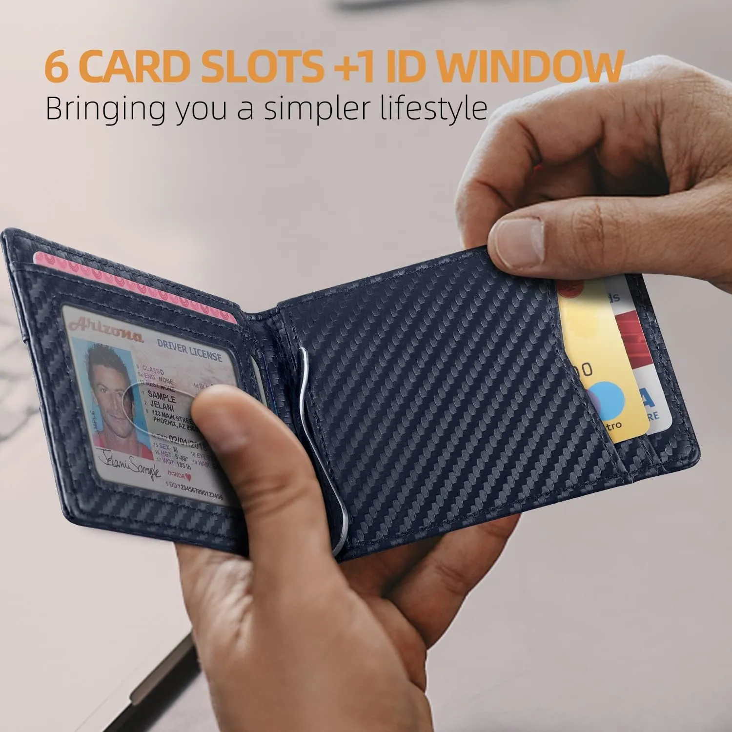 RUNBOX Genuine Leather Slim Wallet for Men RFID Blocking Bifold Minimalist Front Pocket Mens Wallet with Money Clip Thin Gift Box