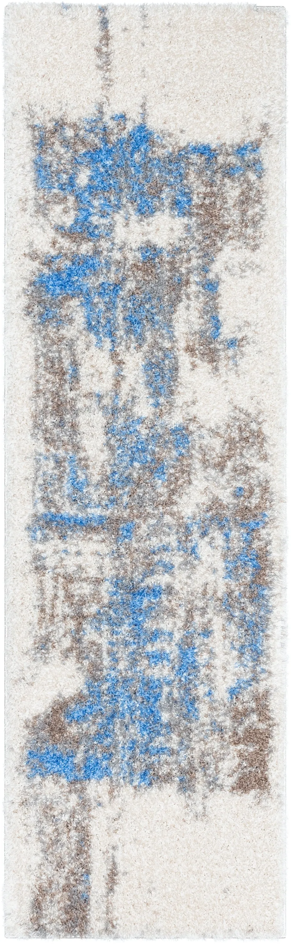 Sariah Modern Abstract Ivory Blue Shag Rug