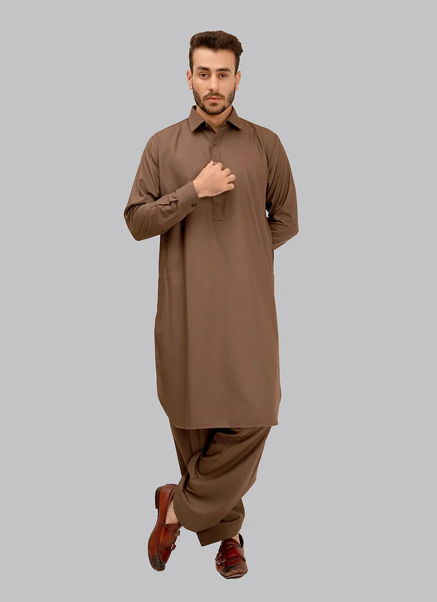 Shalwar Kameez - Zhob Cocoa Brown Plain