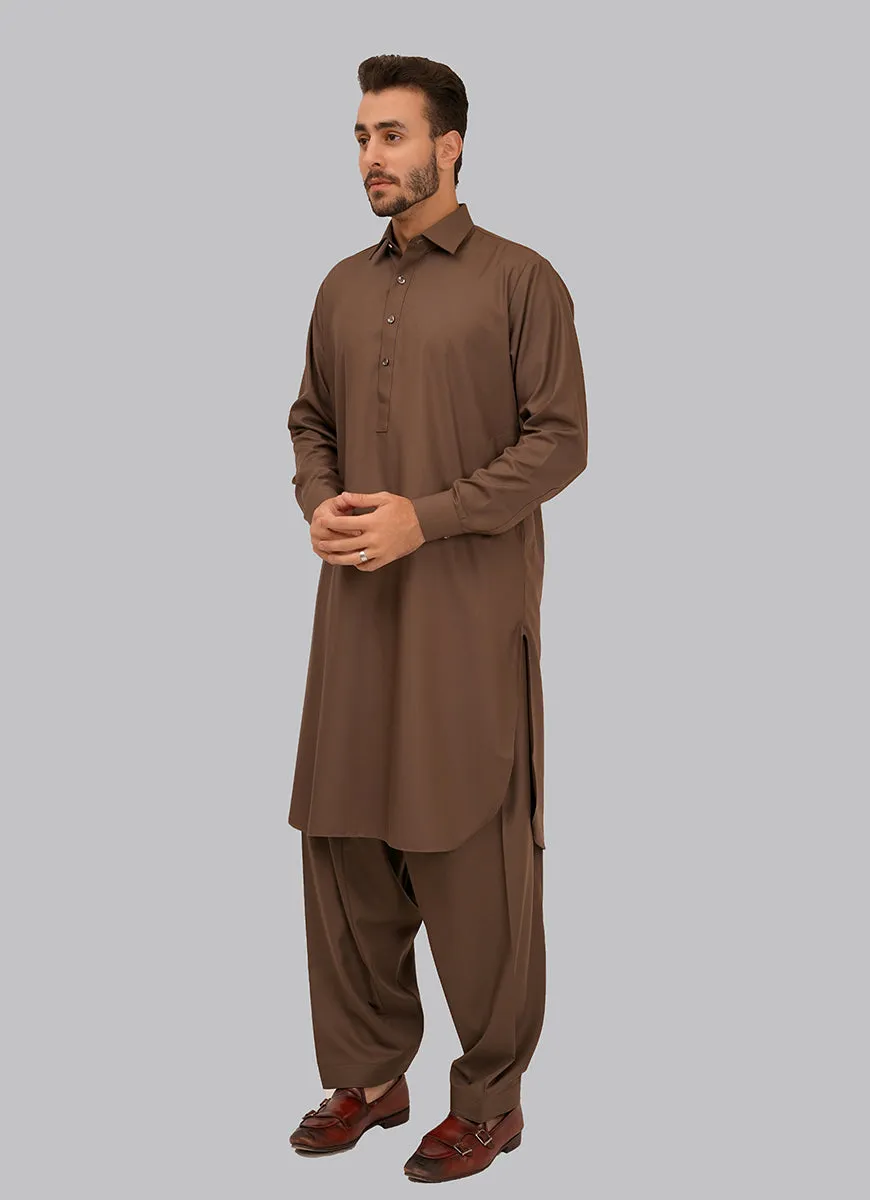 Shalwar Kameez - Zhob Cocoa Brown Plain