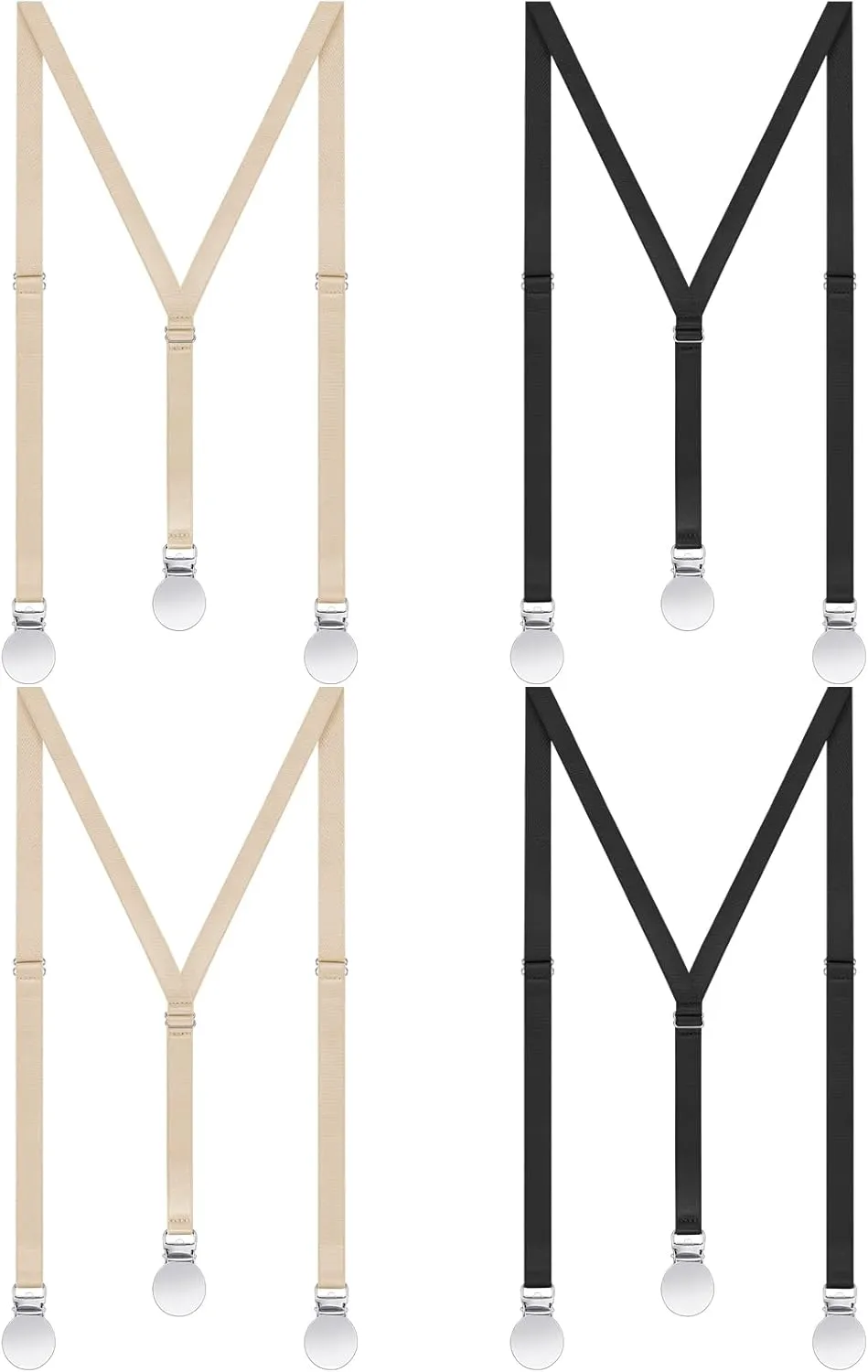 Sintege 4 Pcs Women Suspenders Hidden Thin Suspenders Under Clothes Adjustable Y Back Braces for Woman(Black, Beige)