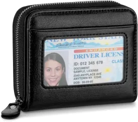 Small Wallet for Women, Genuine Leather RFID Blocking Credit Card Holder Slim Compact Coin Purse Women's Wallets with ID Window 8 Card Slots
