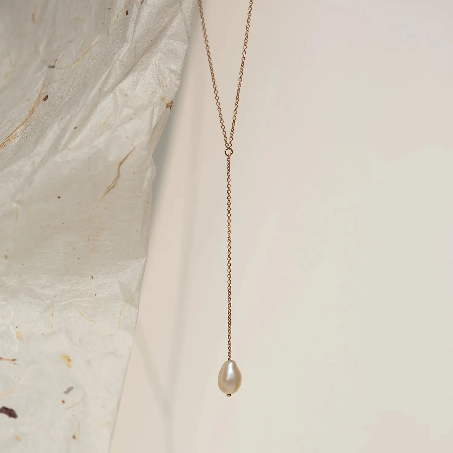 sofia perla lariat necklace - 14k yellow gold necklace with pearl