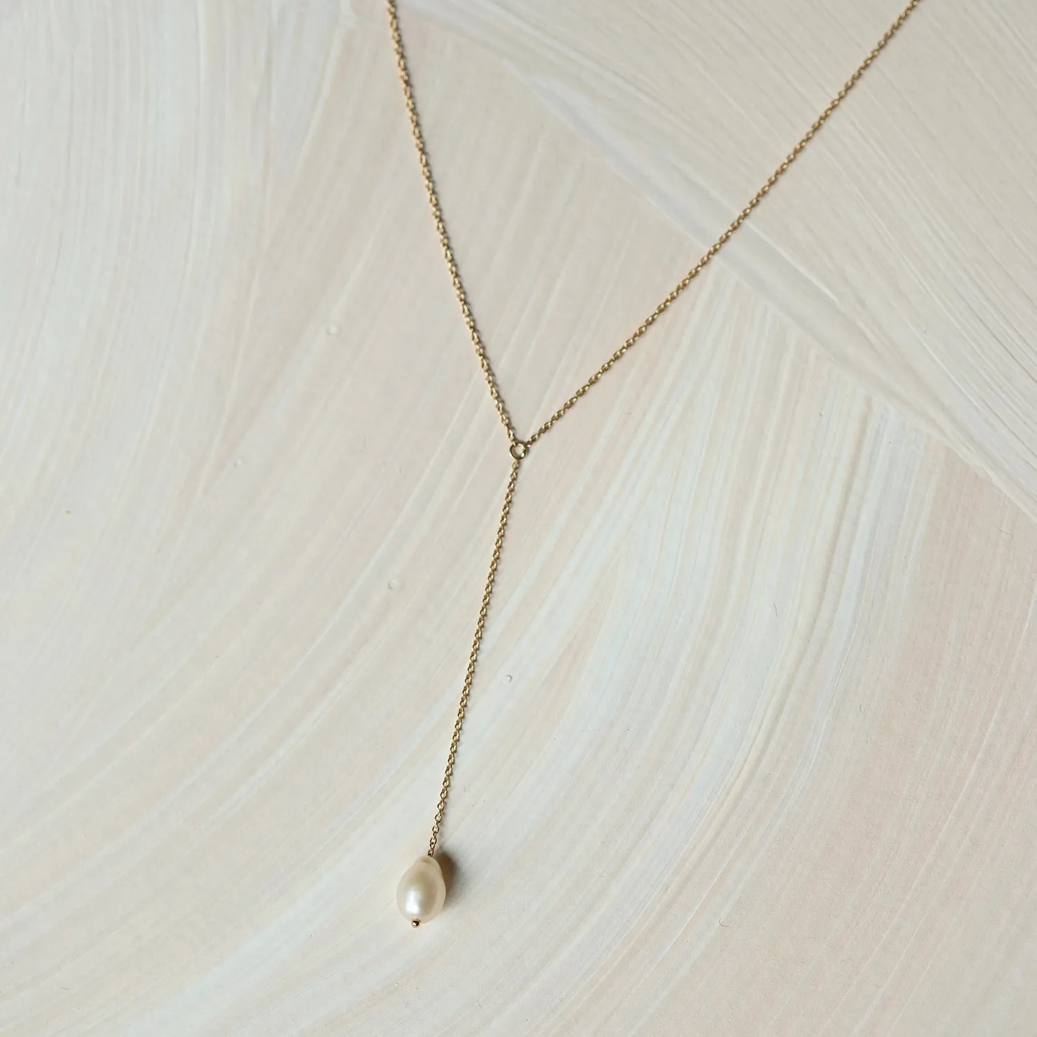 sofia perla lariat necklace - 14k yellow gold necklace with pearl