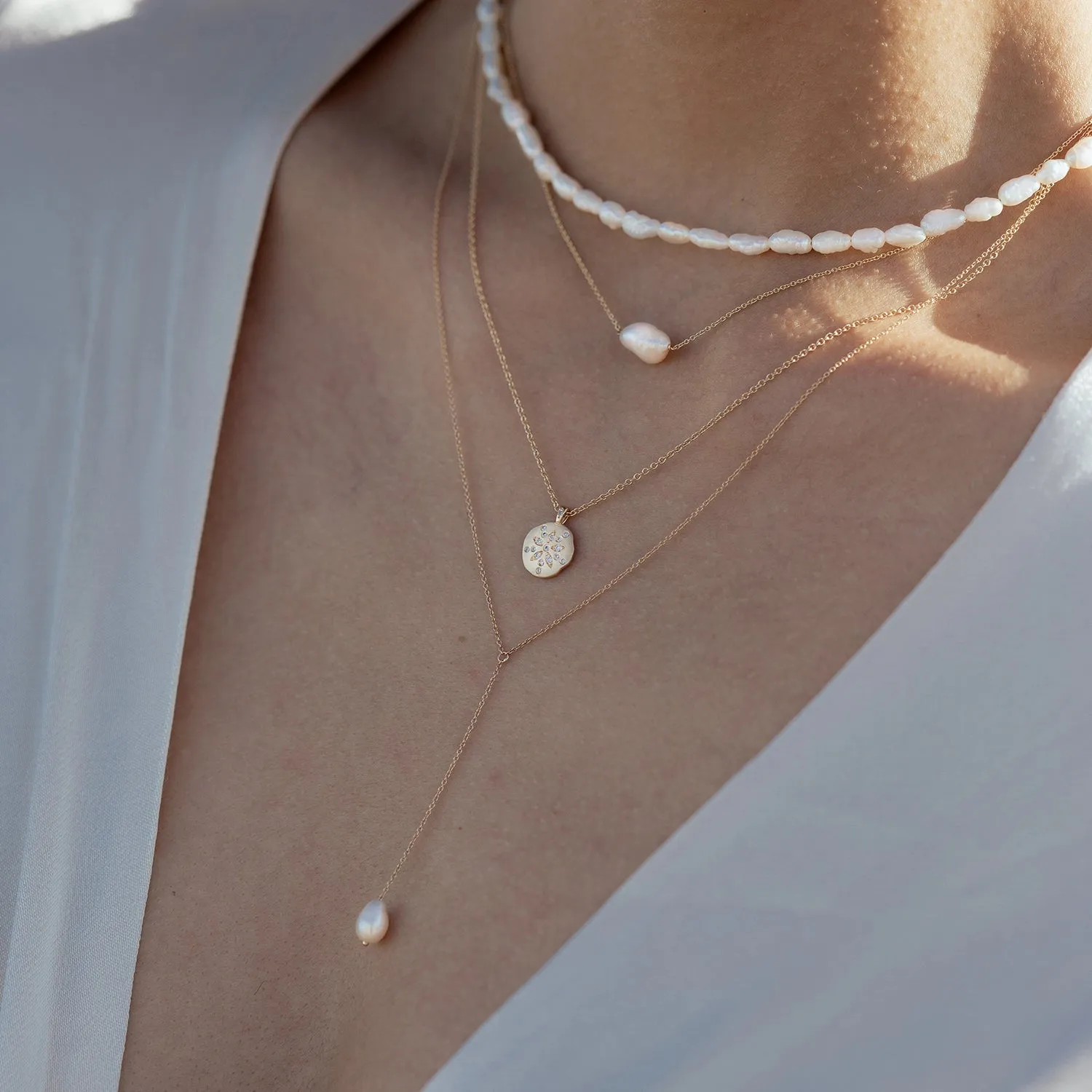 sofia perla lariat necklace - 14k yellow gold necklace with pearl