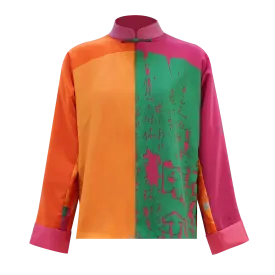 SPARKLE BY KAREN CHAN x HKMoA【FLOWER RAIN】100% Silk Mini Tang Jacket / Mini Kung Fu Jacket (花雨) (韓志勳)