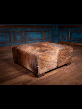 Square Cowhide Leather Ottoman