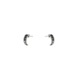 Sterling silver Vintage Finish LACI Half hoop with black diamonds