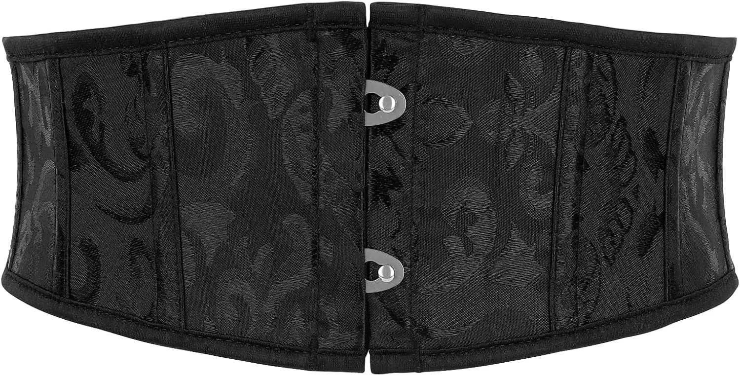 SUOSDEY Kids Jacquard Corset Belt with Soft Bones Girls Teens Pirate Halloween Renaissance Lace-up Black Waist Corset Belt