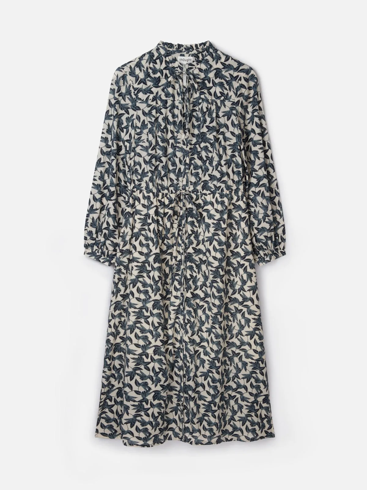 Thackery Organic Cotton Crepe Midi Dress - Navy
