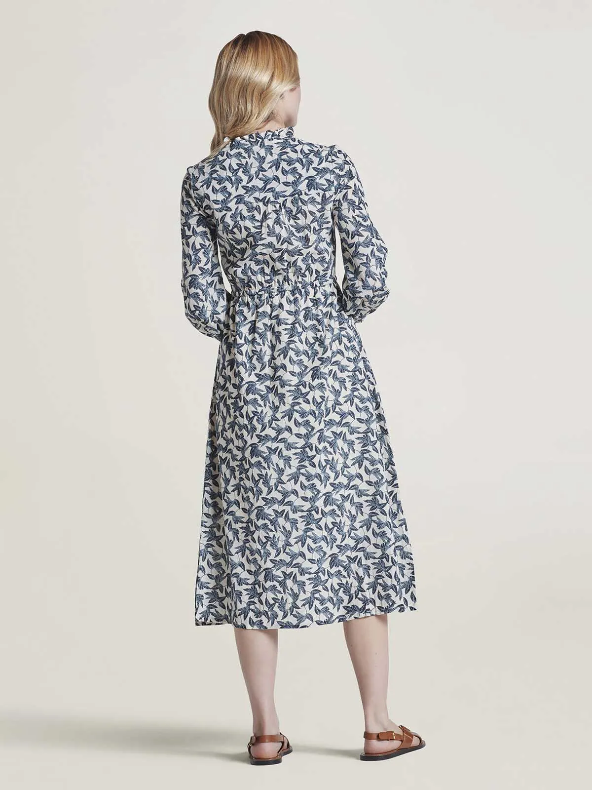 Thackery Organic Cotton Crepe Midi Dress - Navy