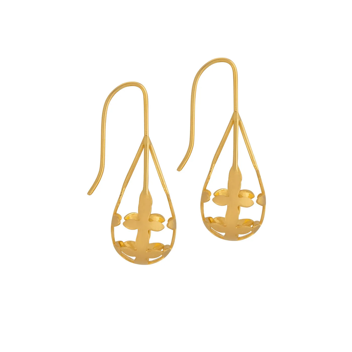 Thanaka Leaf Drop Earrings – Gold