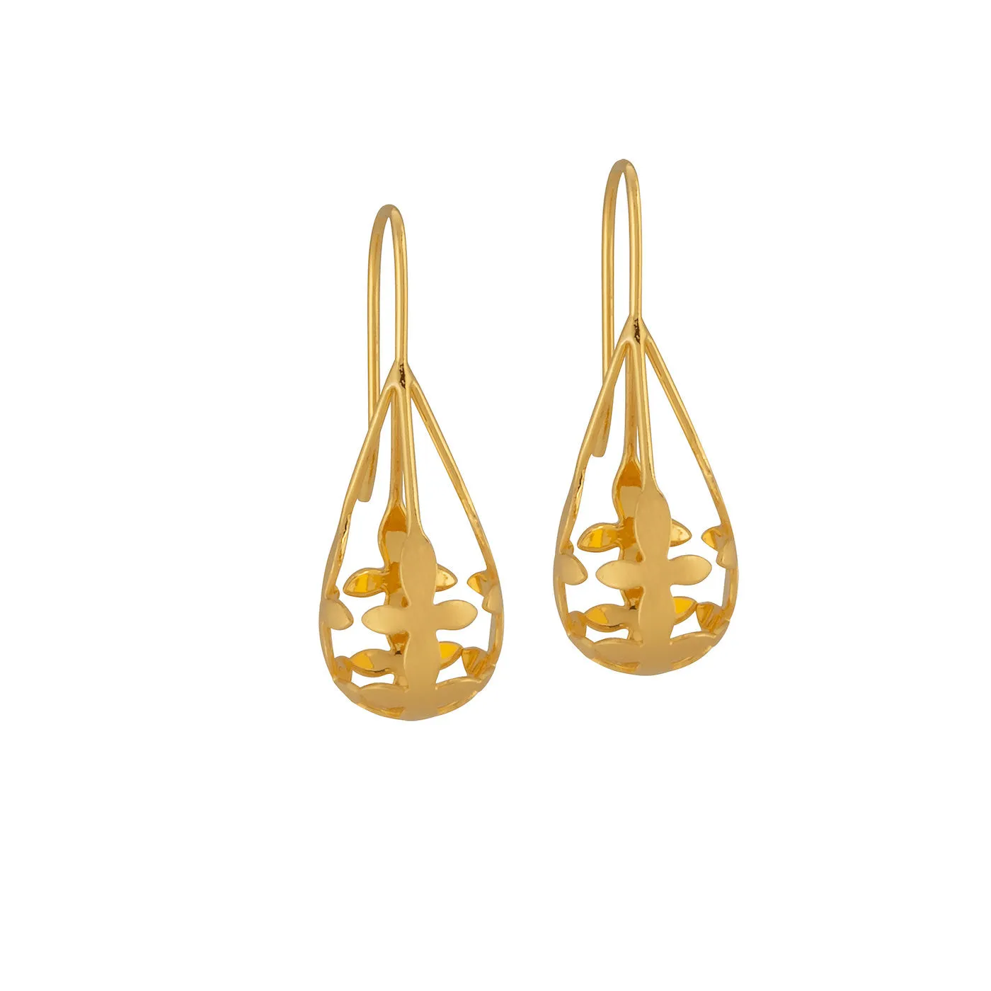 Thanaka Leaf Drop Earrings – Gold
