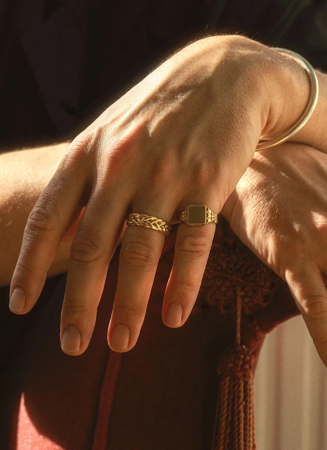 The gent king braided ring 14k gold