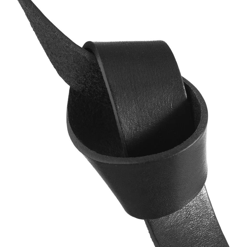 Timeless jeans belt in delicious leather quality / 12824 - Black/Brass