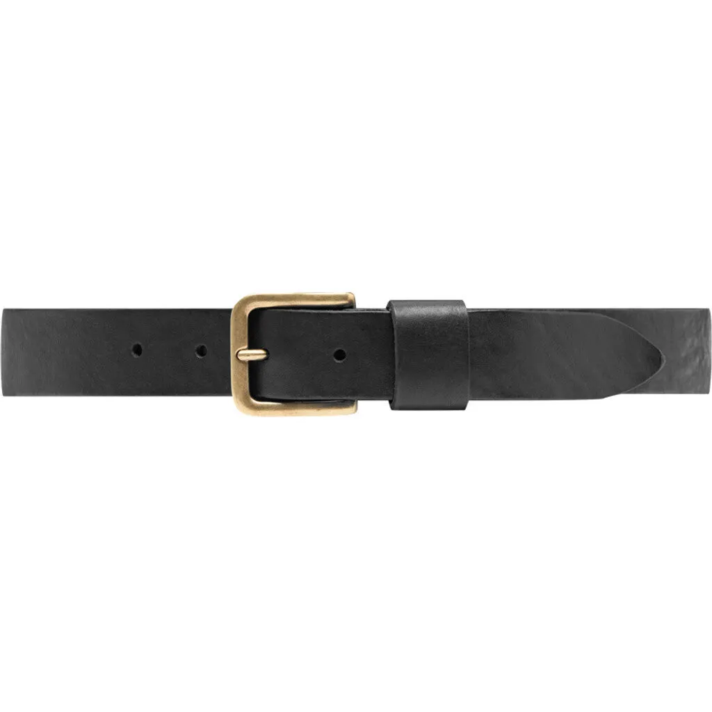 Timeless jeans belt in delicious leather quality / 12824 - Black/Brass