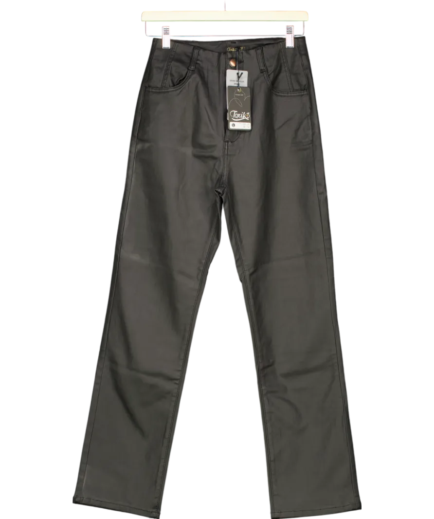 Toxik 3 Black Matte Coated Pu Straight Cut Jeans UK 12
