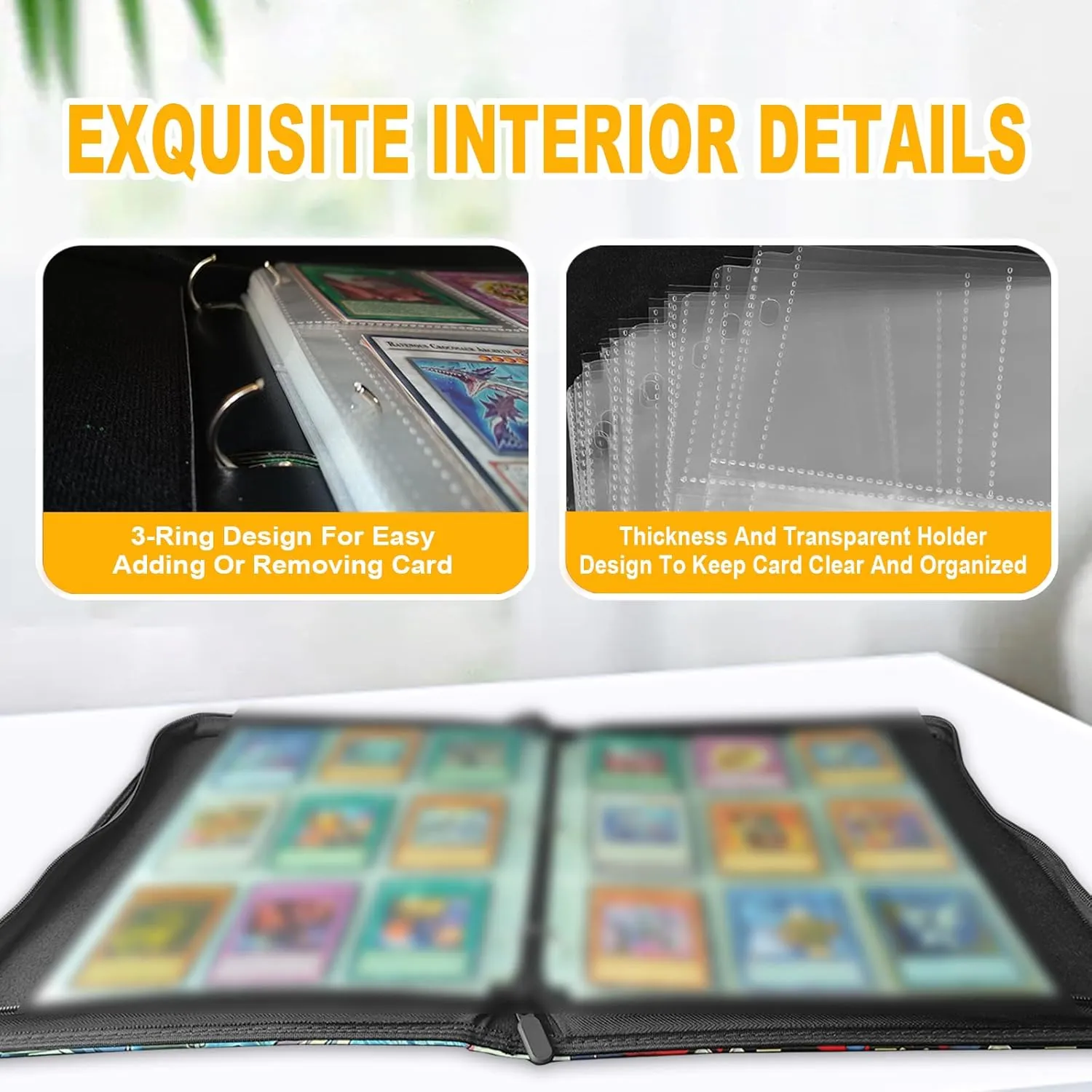Trading Card Binder Fits 900 Cards Card Collector Album Holder,with 50 Removable Sleeves Toys Gifts for Boys Girls