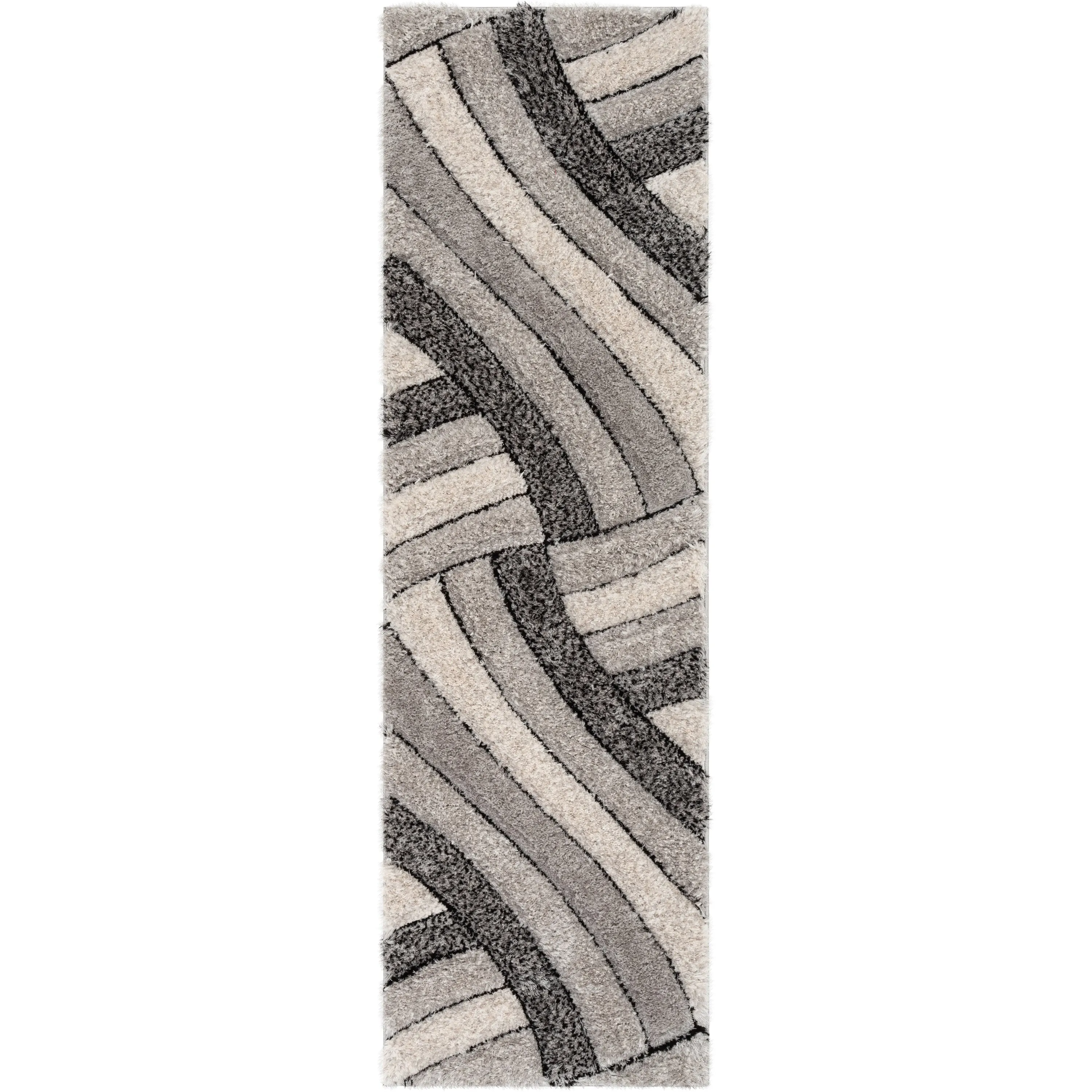 Ucci Grey Modern 3D Textured Shag Rug