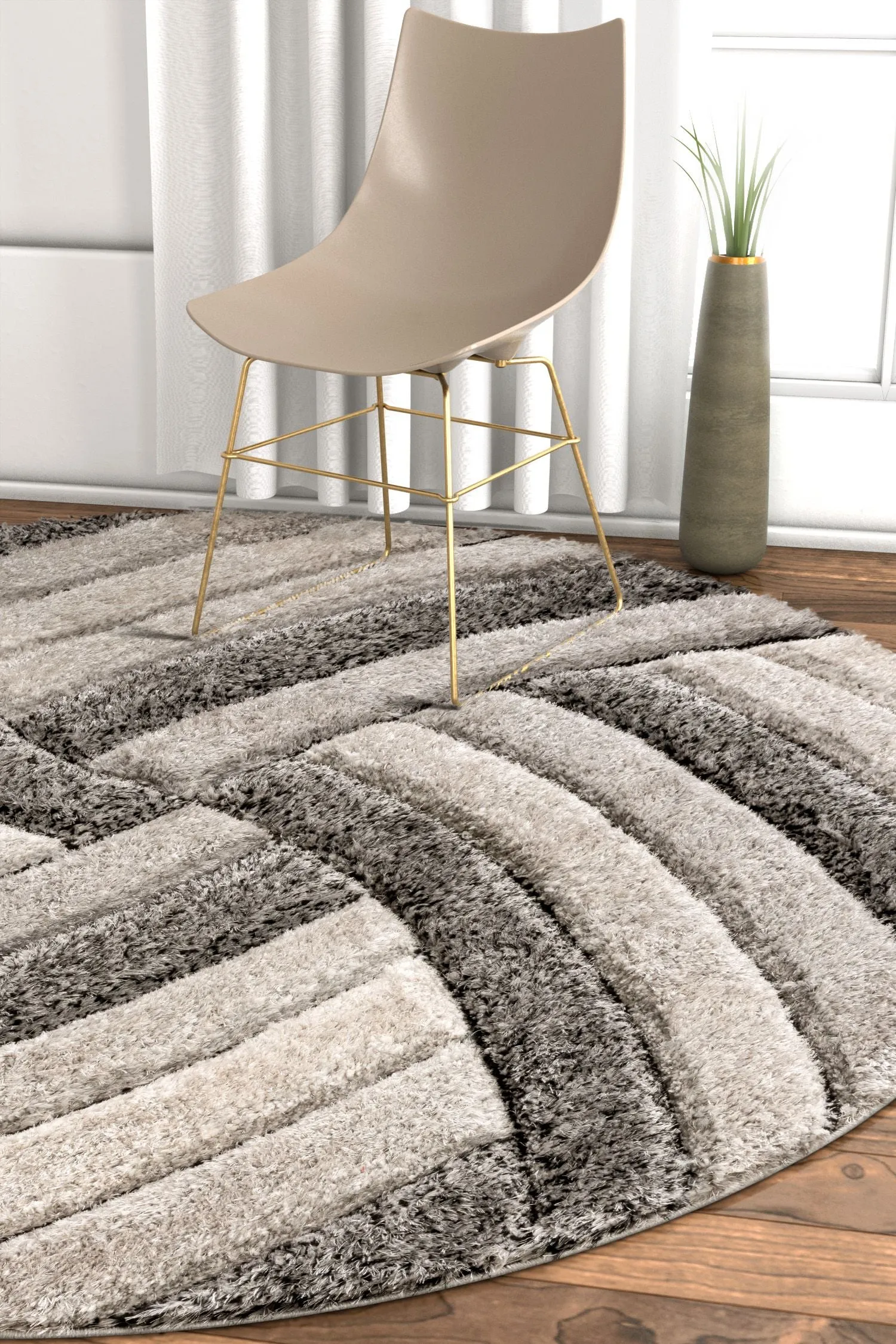 Ucci Grey Modern 3D Textured Shag Rug