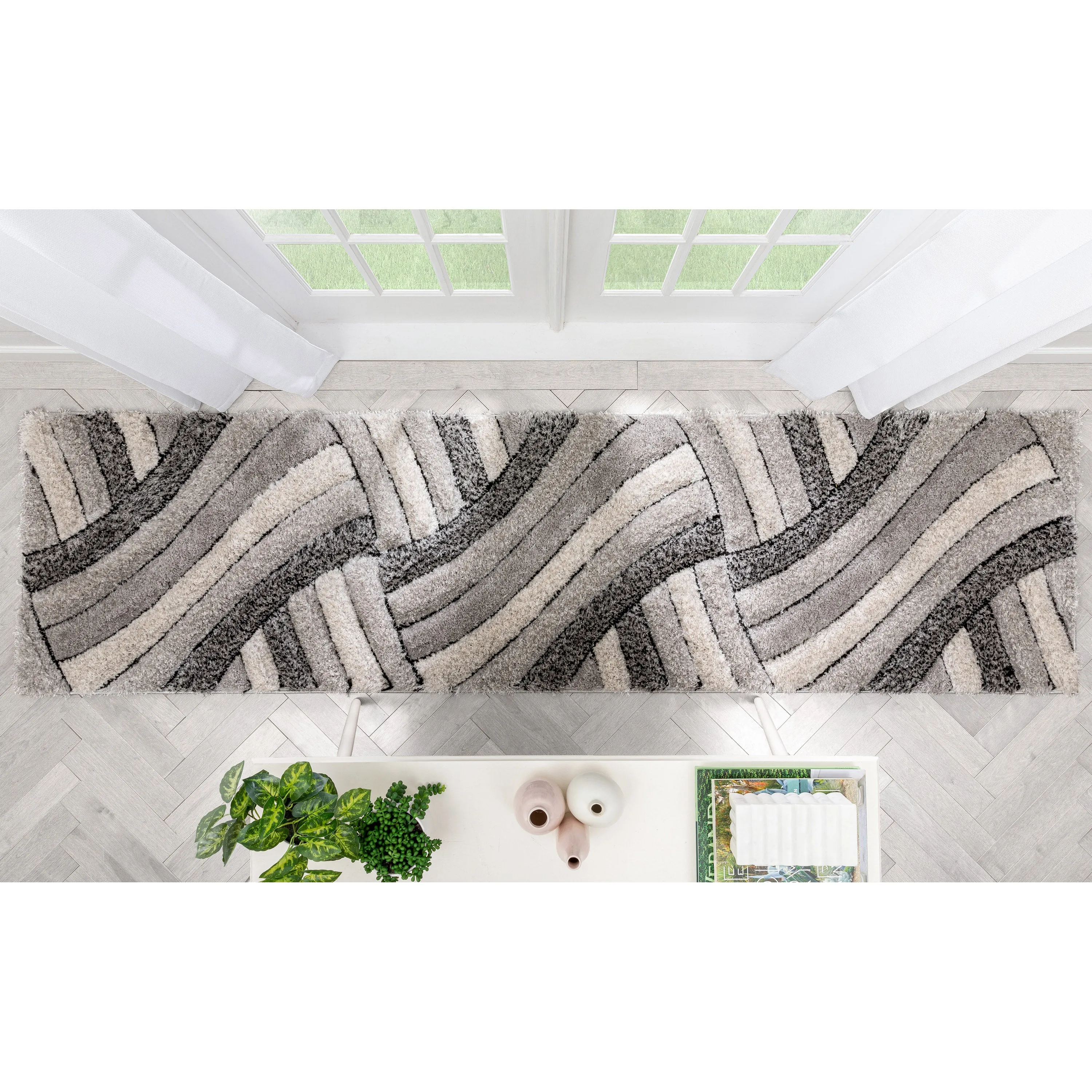 Ucci Grey Modern 3D Textured Shag Rug