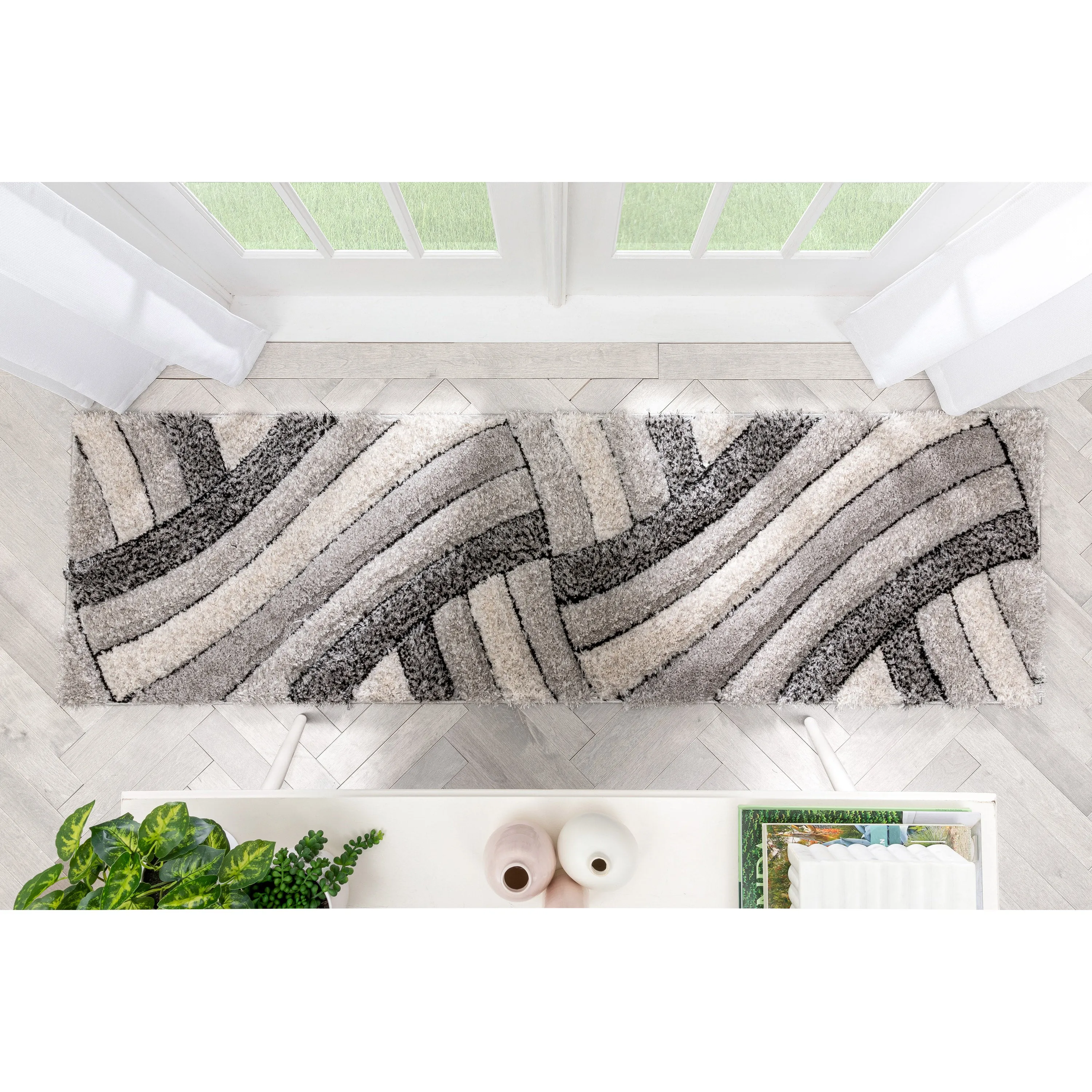 Ucci Grey Modern 3D Textured Shag Rug