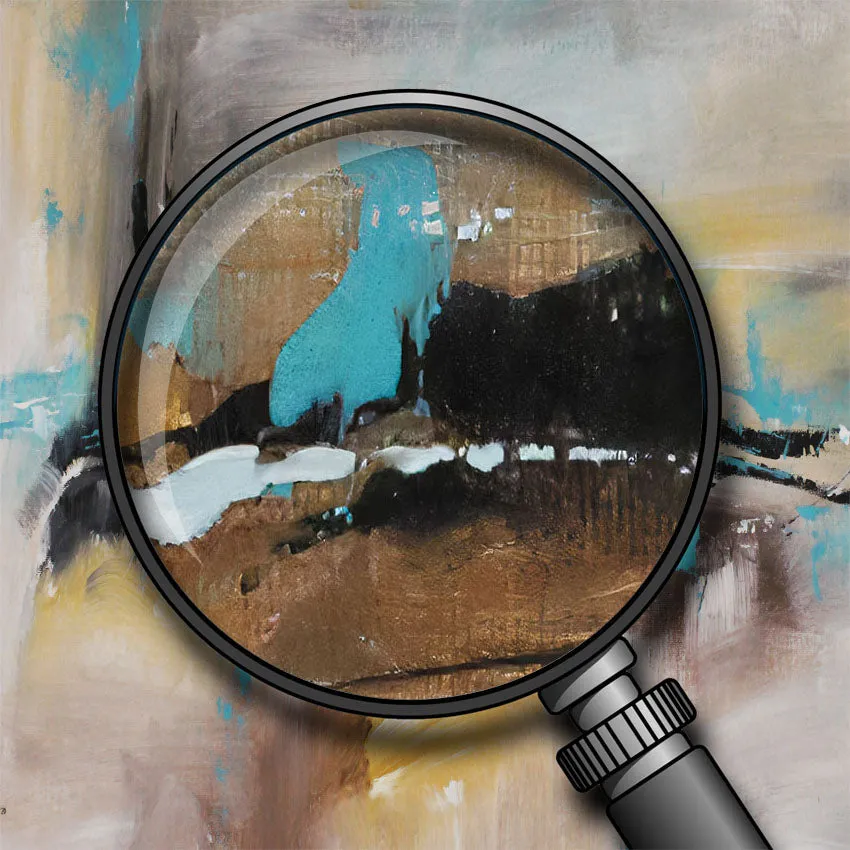 Vertical beige, black & teal abstract wall art print