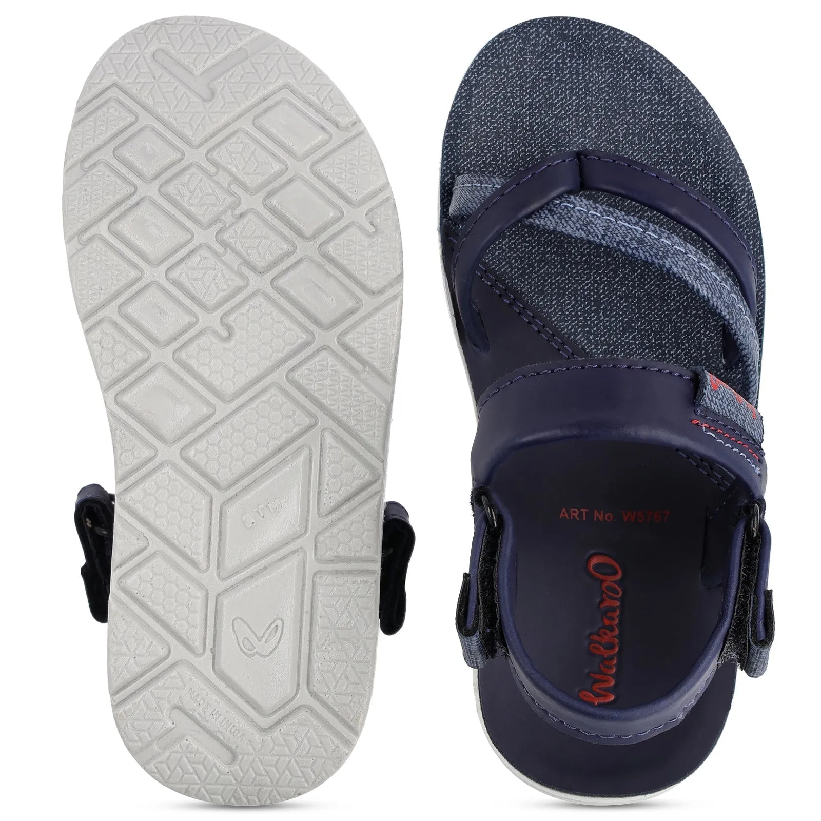 Walkaroo Kids Strappy Slide Sandals  - W5767 Blue Grey