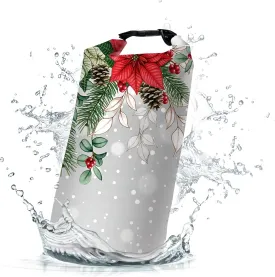Waterproof Dry Bag,Roll Top Christmas Poinsettia Flower Pine Cones Waterproof Backpack 5L/10L/20L Floating and Lightweight Bags for Kayaking, Boating, Fishing, Swimming and Camping