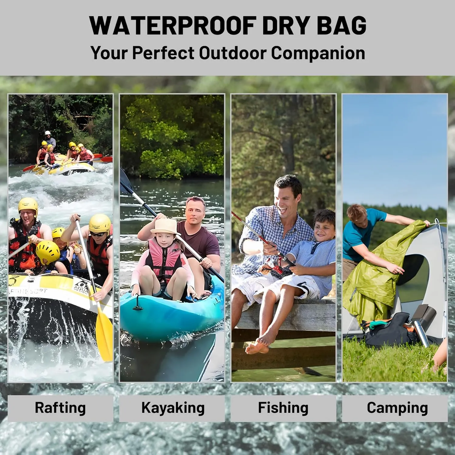 Waterproof Dry Bag,Roll Top Christmas Poinsettia Flower Pine Cones Waterproof Backpack 5L/10L/20L Floating and Lightweight Bags for Kayaking, Boating, Fishing, Swimming and Camping