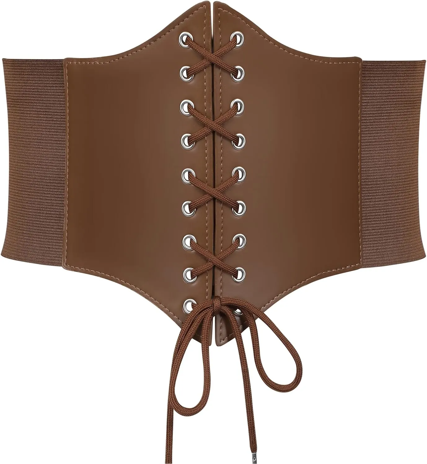 WERFORU Women Corset Elastic Belt Wide Retro Lace-up Tied Costume Waspie Waist Belt for Ladies