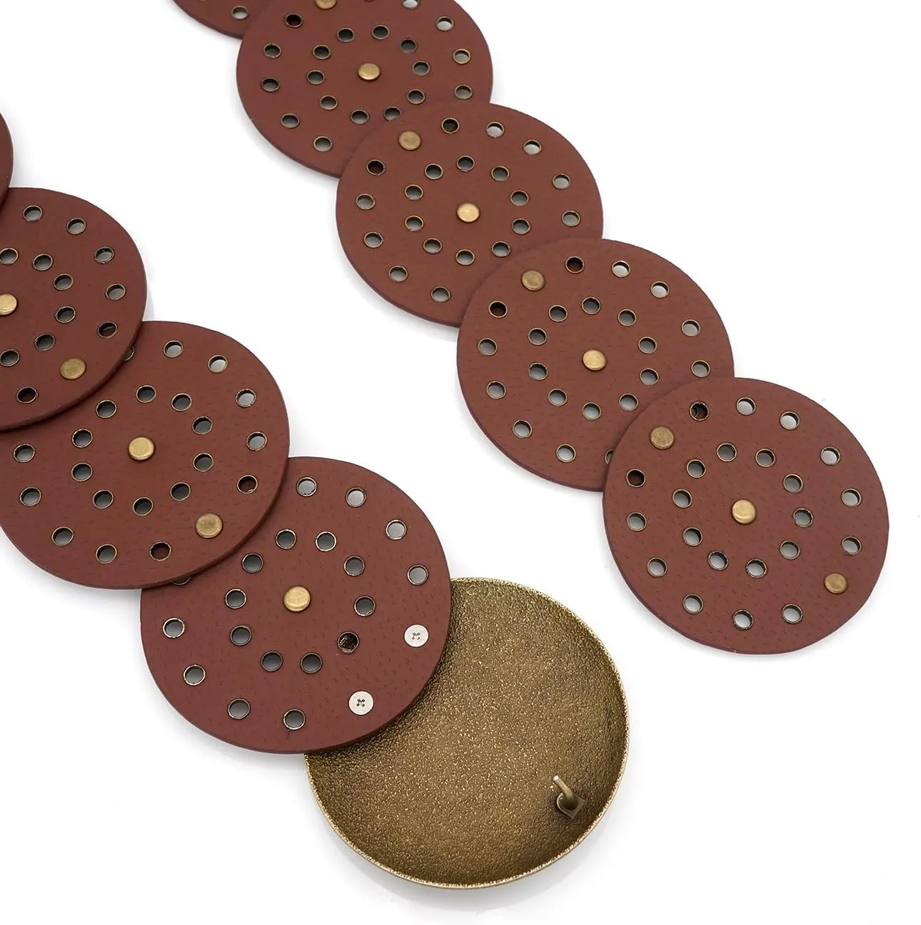 Wide Disc Belt for Women Boho Concho Leather Belts Vintage Western Waist Belt