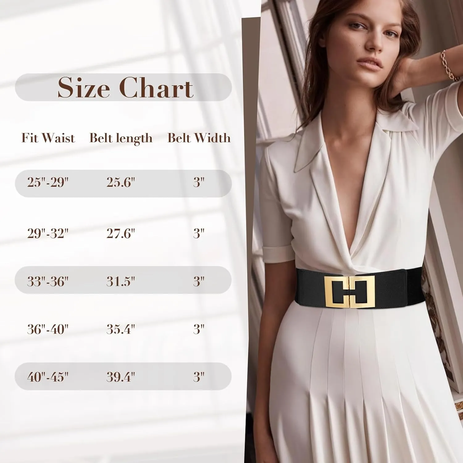 Wide Elastic Belts for Women Dresses Fashion Stretchy Waist Belt with Gold Buckle