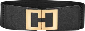 Wide Elastic Belts for Women Dresses Fashion Stretchy Waist Belt with Gold Buckle