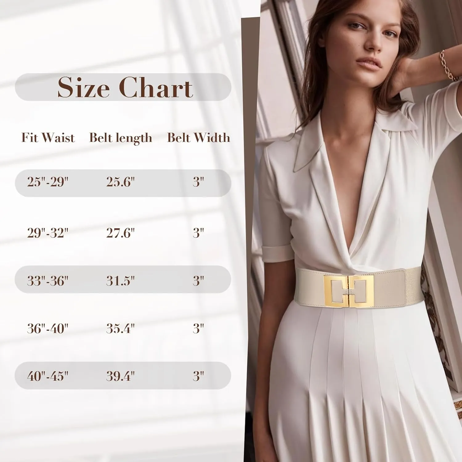 Wide Elastic Belts for Women Dresses Fashion Stretchy Waist Belt with Gold Buckle