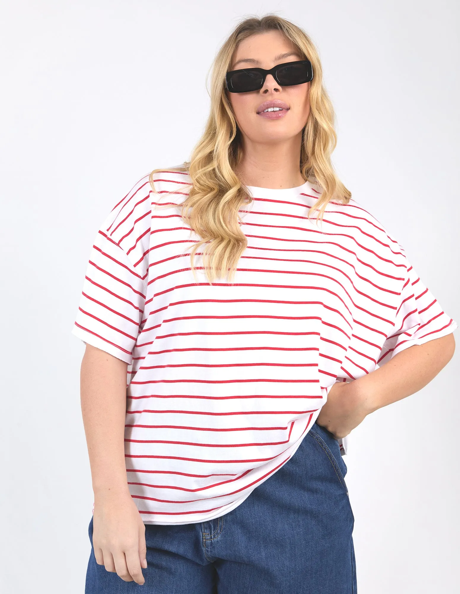 Winona Stripe Short Sleeve Tee Bittersweet & White