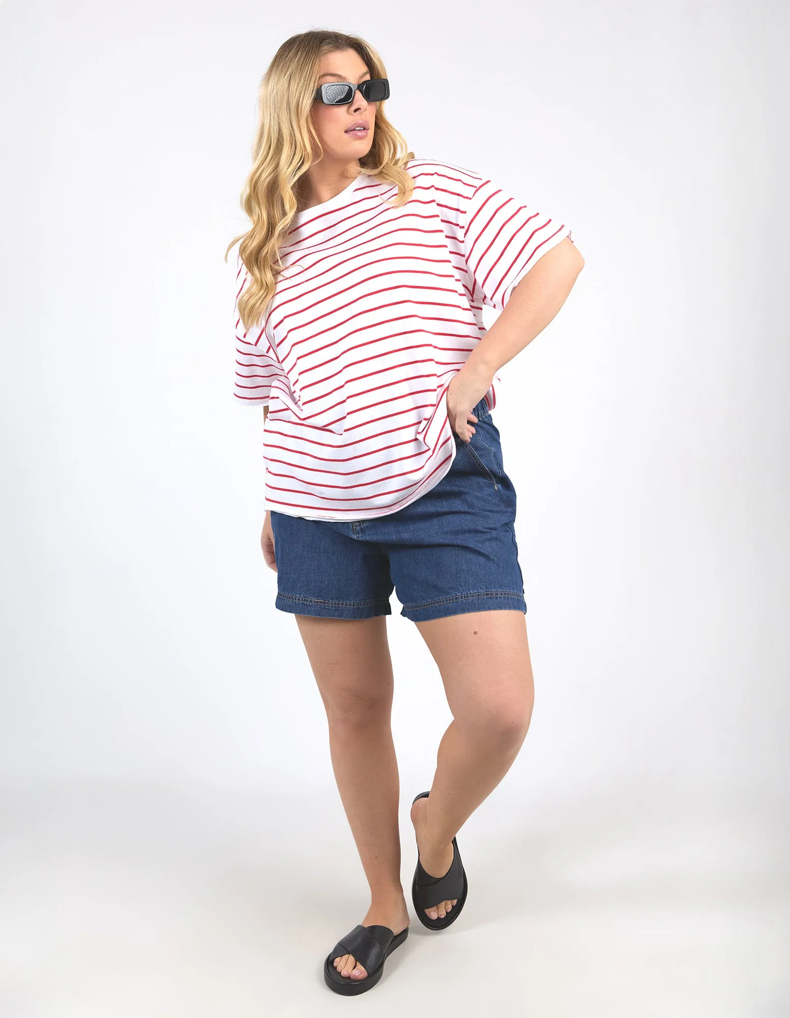 Winona Stripe Short Sleeve Tee Bittersweet & White