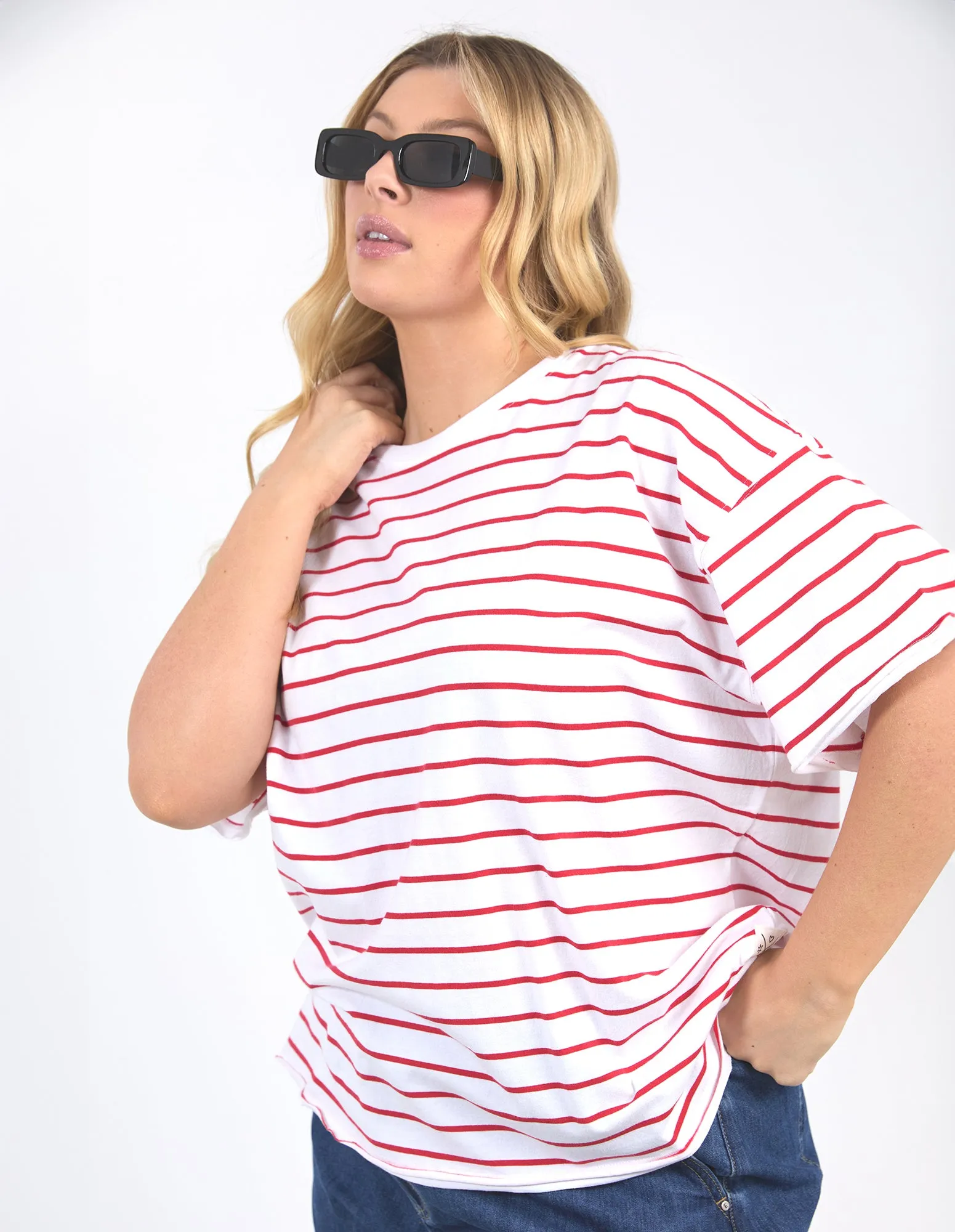 Winona Stripe Short Sleeve Tee Bittersweet & White
