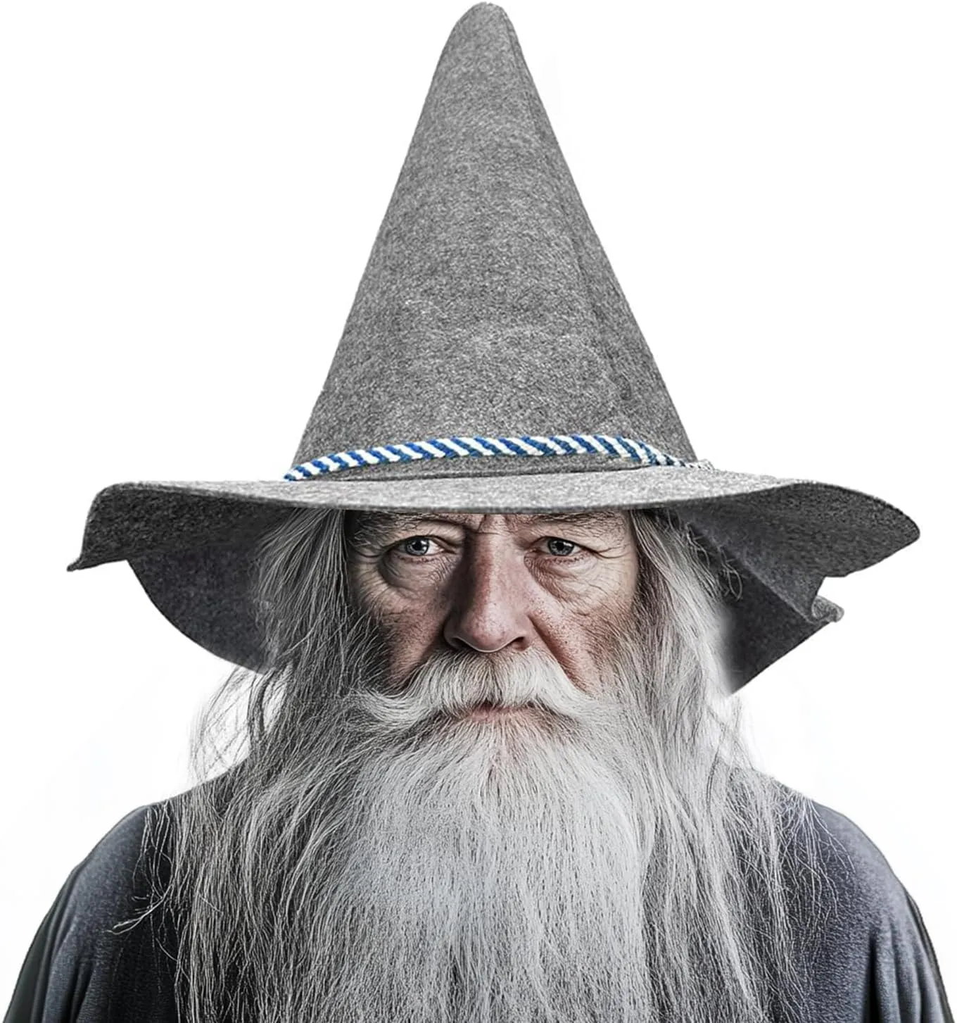 Wizard Hat, 14.5IN Gray Scarecrow Hat for Scarecrow Costume Novelty Cosplay Accessories for Halloween Costume Party Christmas Masquerade Carnivals